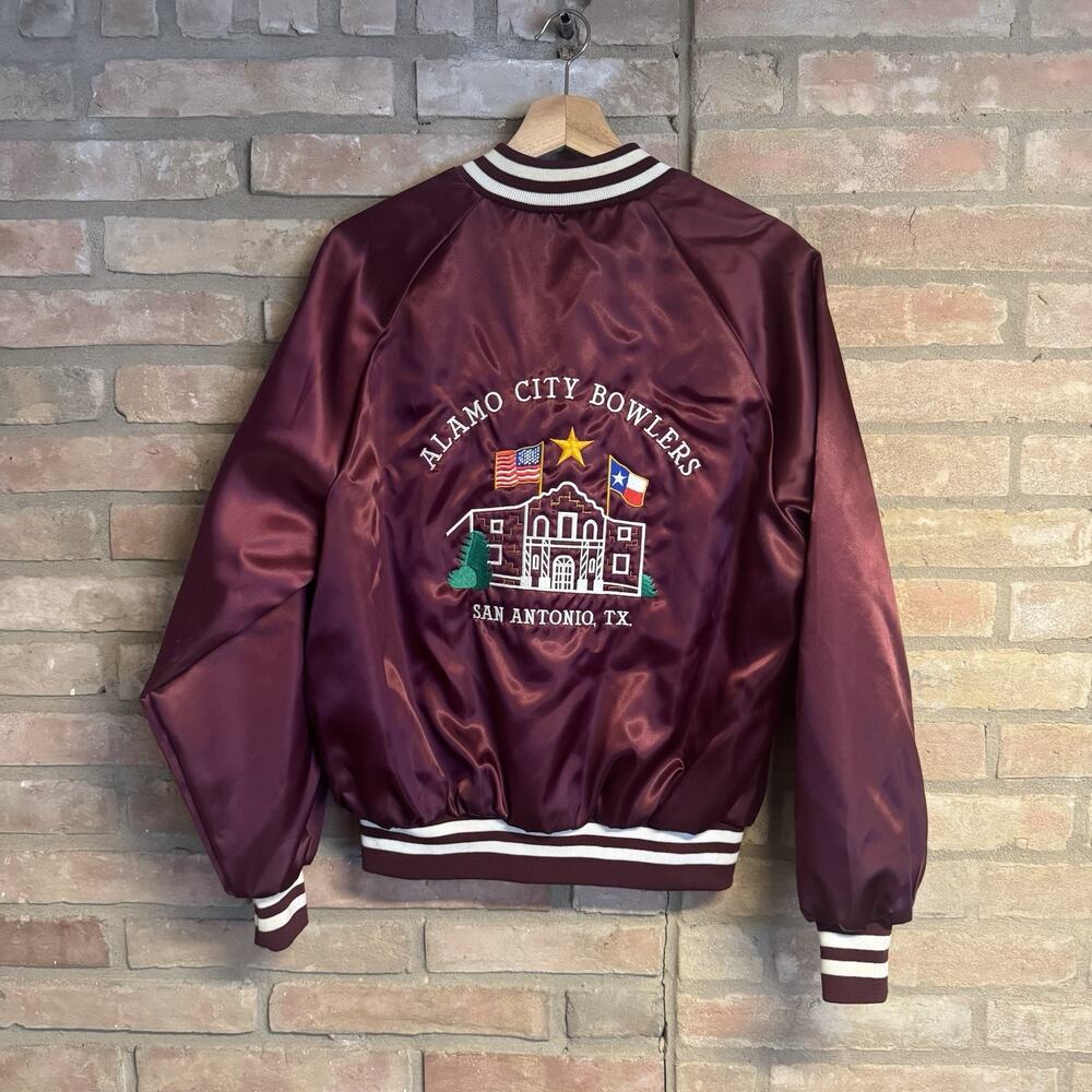 Vintage 80s/90s Satin Bowling Bomber Jacket Size Medium